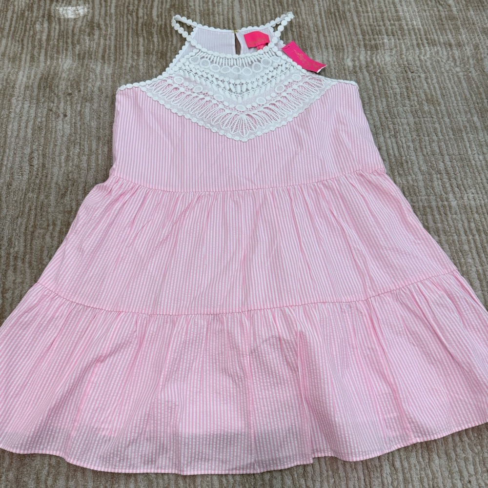 Lilly Pulitzer pink and White Striped Halter Dress
New with tag size 8